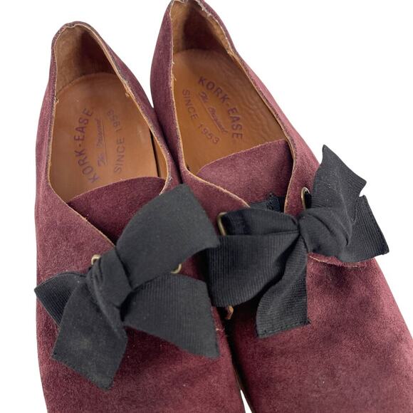 Kork-Ease Beryl Bow Suede Oxford in Burgundy Size 8.5 - Picture 6 of 11